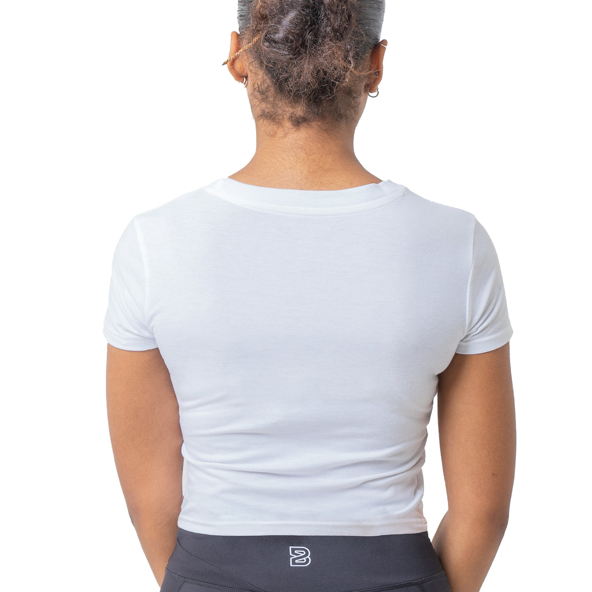 Ladies White Crop Length T-Shirt