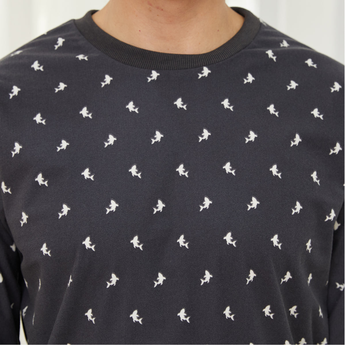 Mens LS Pyjamas Set Shark Print