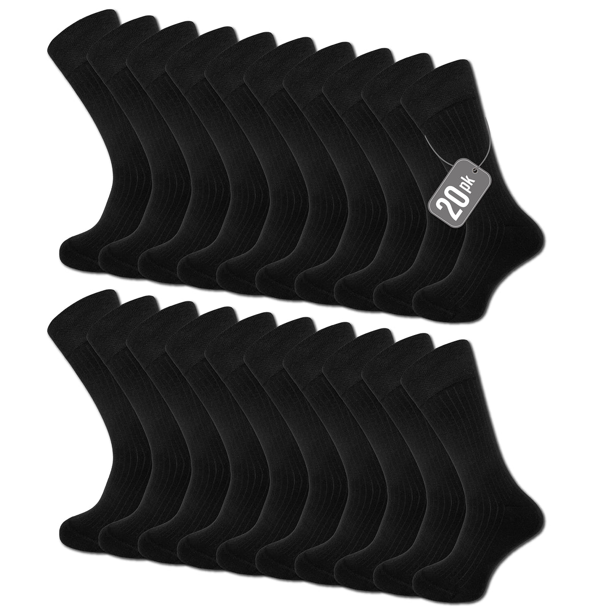 Mens 20pk Ribbed Ankle Socks 