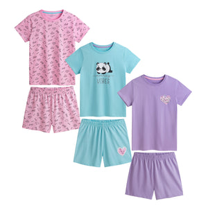 3PK Girls Shorty Pyjamas panda
