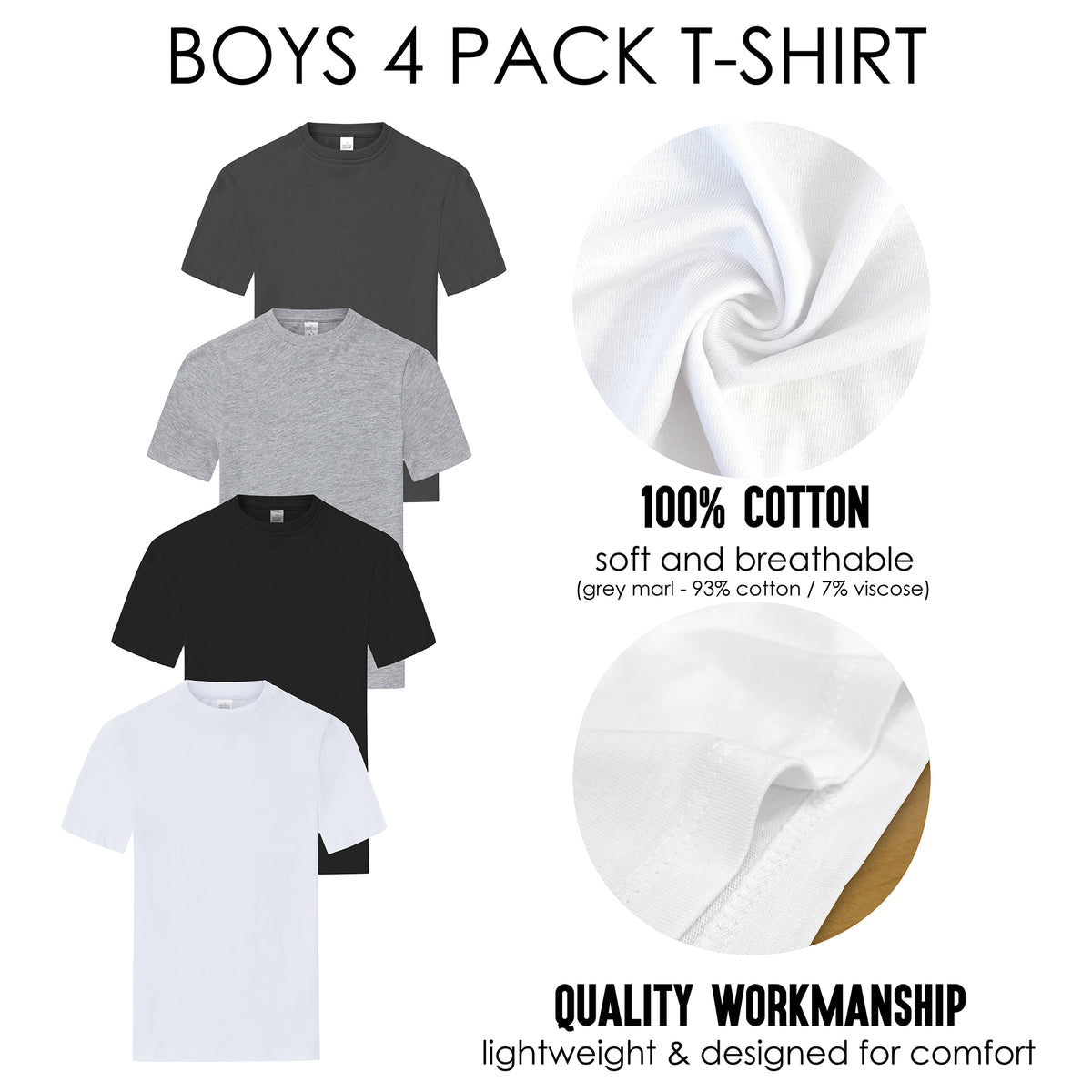 Boys 4 Pack T- Shirt Assorted 1 Older