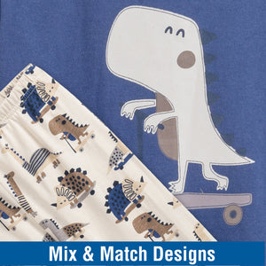 3PK Boys Dino LS Long Pyjamas Younger