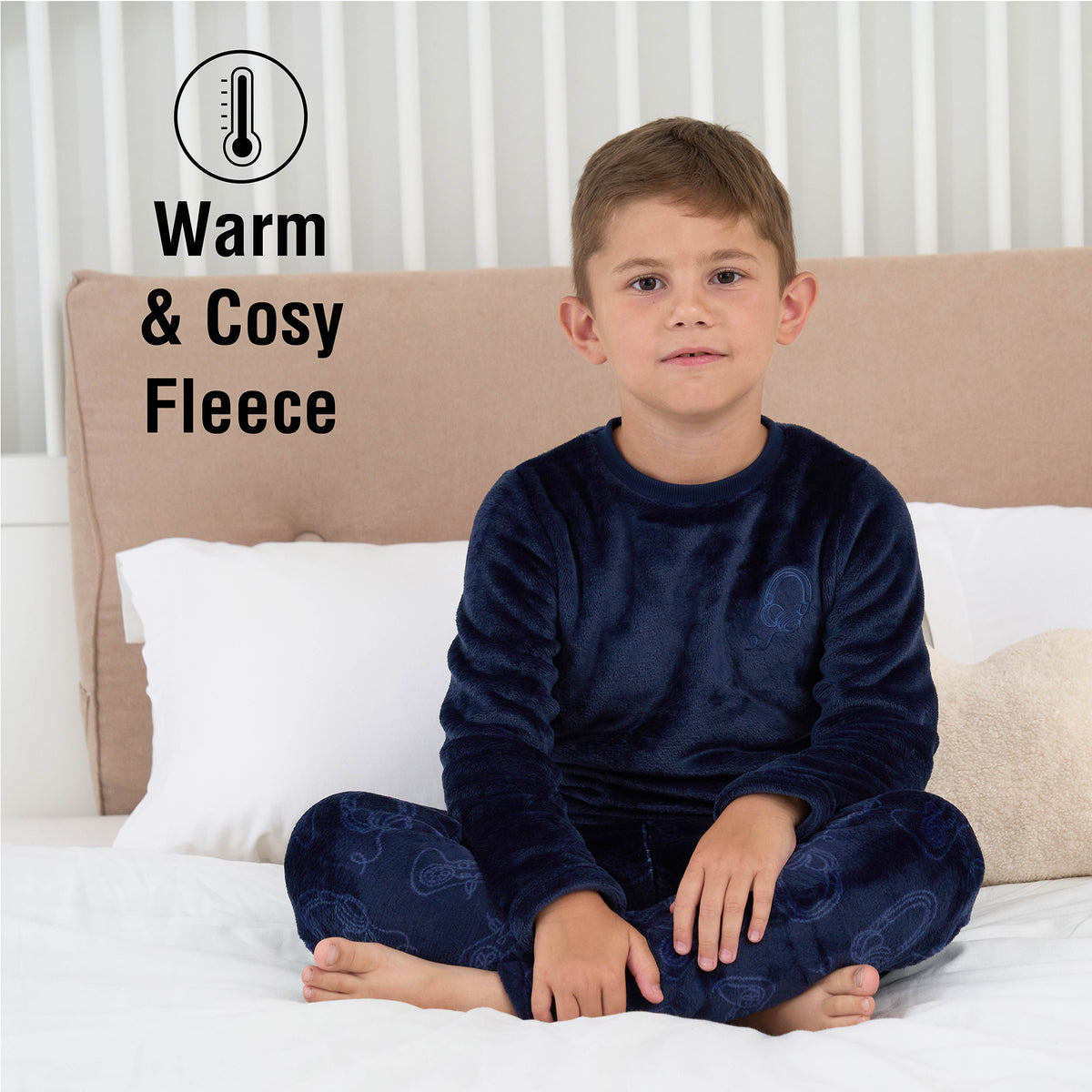 Boys Black Game controller Flannel Fleece Pyjama Set