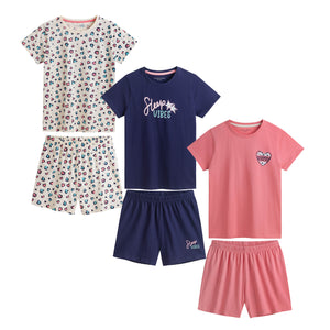 3PK Girls Shorty Pyjamas animal