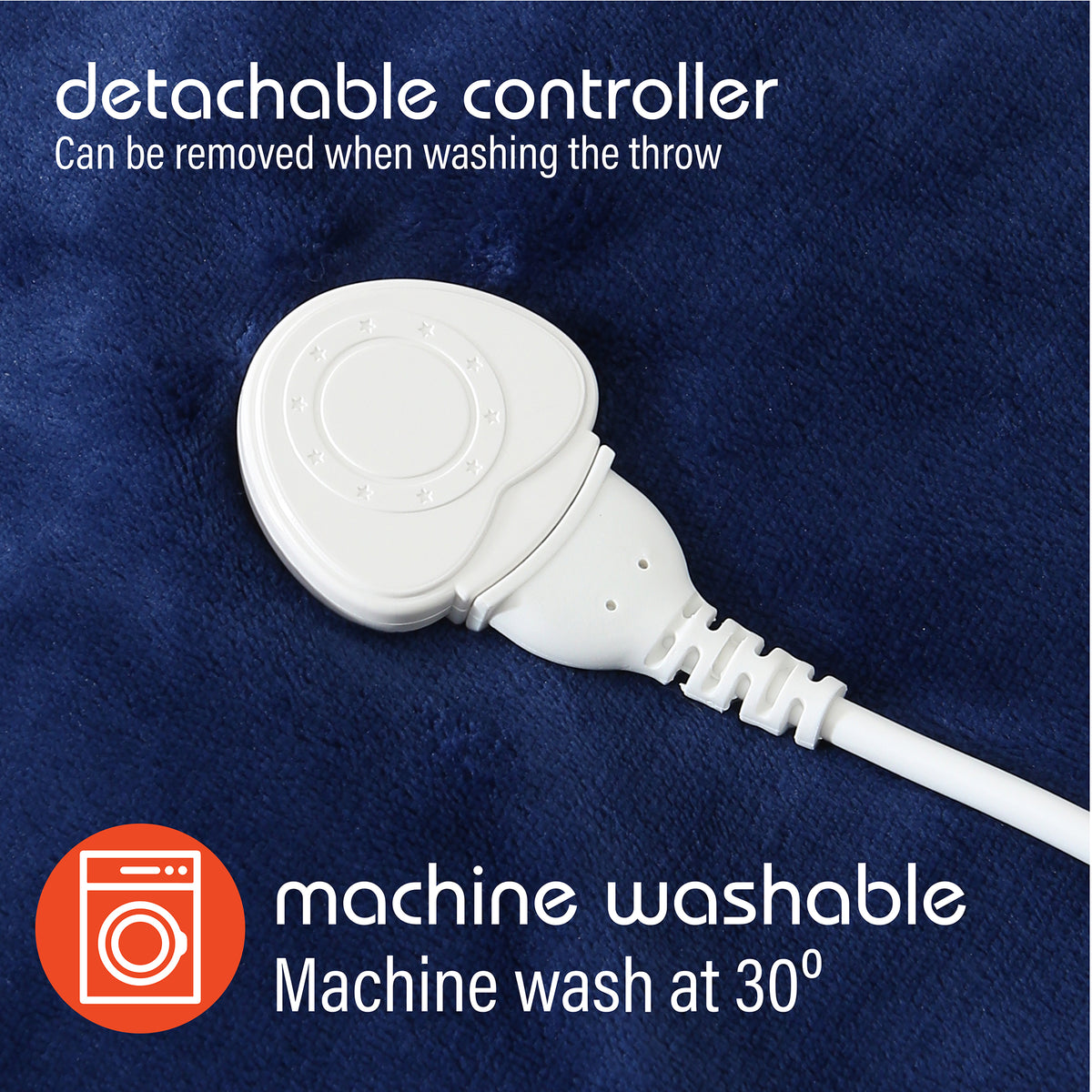 Luxurious Navy Grey Fleece Heated Electric Throw