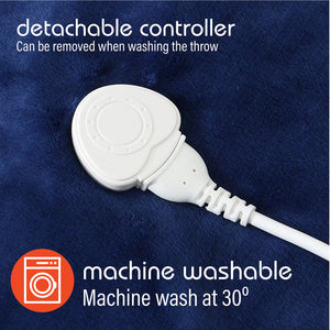 Luxurious Navy Grey Fleece Heated Electric Throw