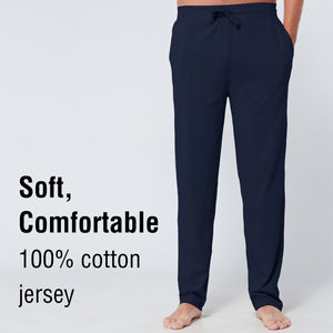 Navy Open Leg Lounge Pants With Ribbed Waistband