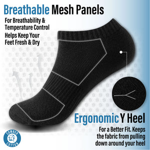 Mens Black 6 Pack Half Terry Trainer Socks 