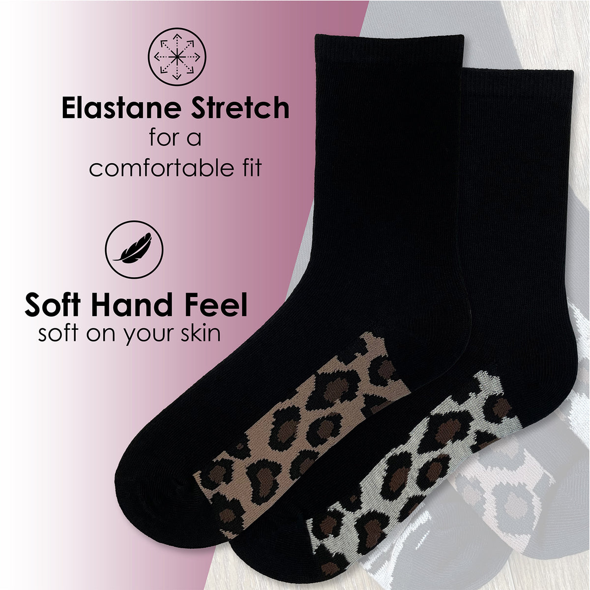 Womens 10 Pack Design Socks (Animal Footbed)