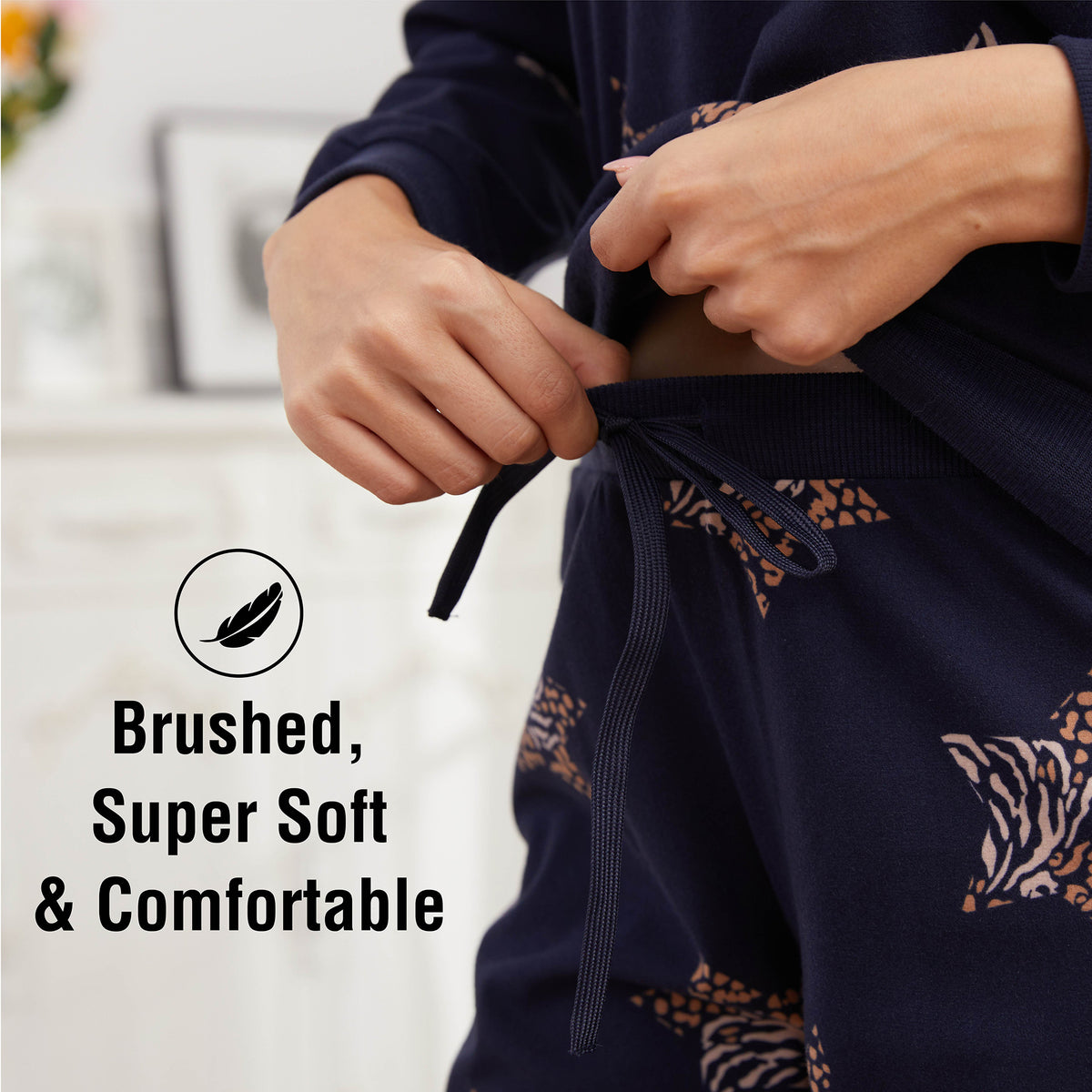 Ladies Navy Hearts Pyjamas Set