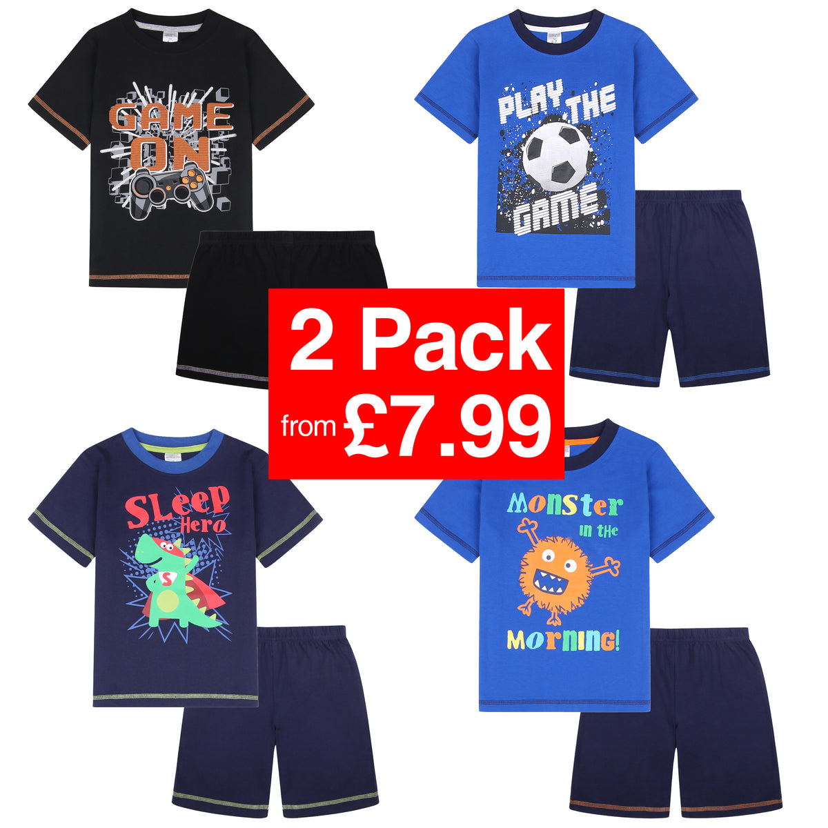 3PK Boys Shorty Pyjamas Techno