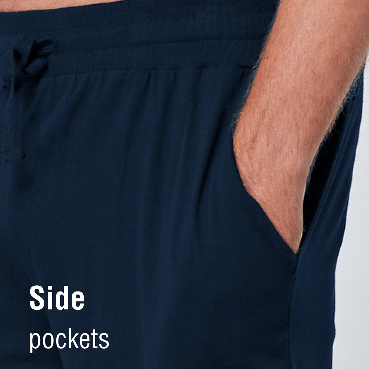 Navy Open Leg Lounge Pants With Ribbed Waistband
