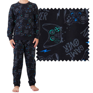 Boys Black Printed Pyjama Set 