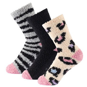 3PK Girls Cosy Lounge Socks Animal