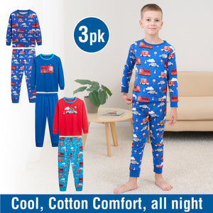 3PK Boys LS Long Pyjamas Transport - Younger