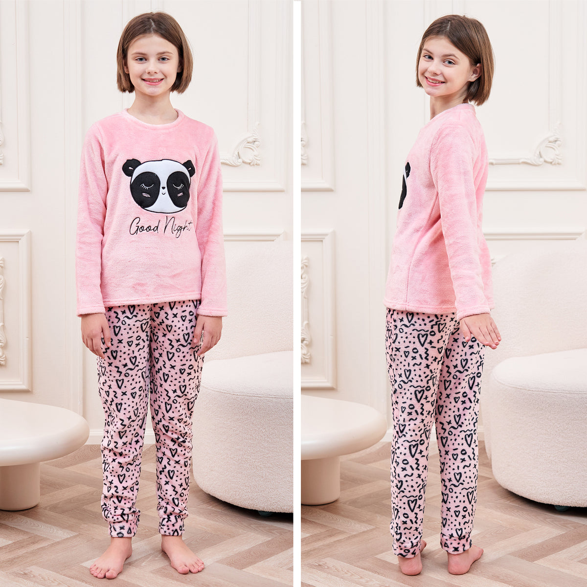 Girls Thick Fleece Pyjamas Panda