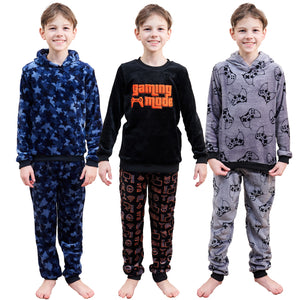 Boys Black Game controller Flannel Fleece Pyjama Set