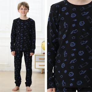 Boys Long Sleeve Skull / Skater Pyjamas