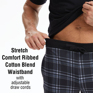 Mens Black Checked  Short Seeve Long Pyjama Set 