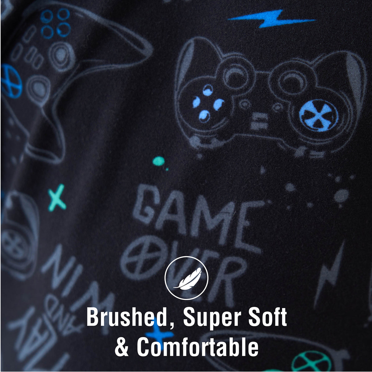 Boys Black Printed Pyjama Set 