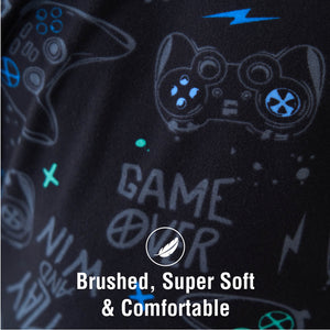 Boys Black Printed Pyjama Set 