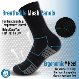 Mens 12 Pack Half Terry Sports Socks (Black Striped)