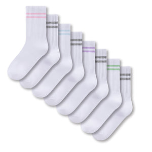 Girls 8pk Sports White Ankle Socks 