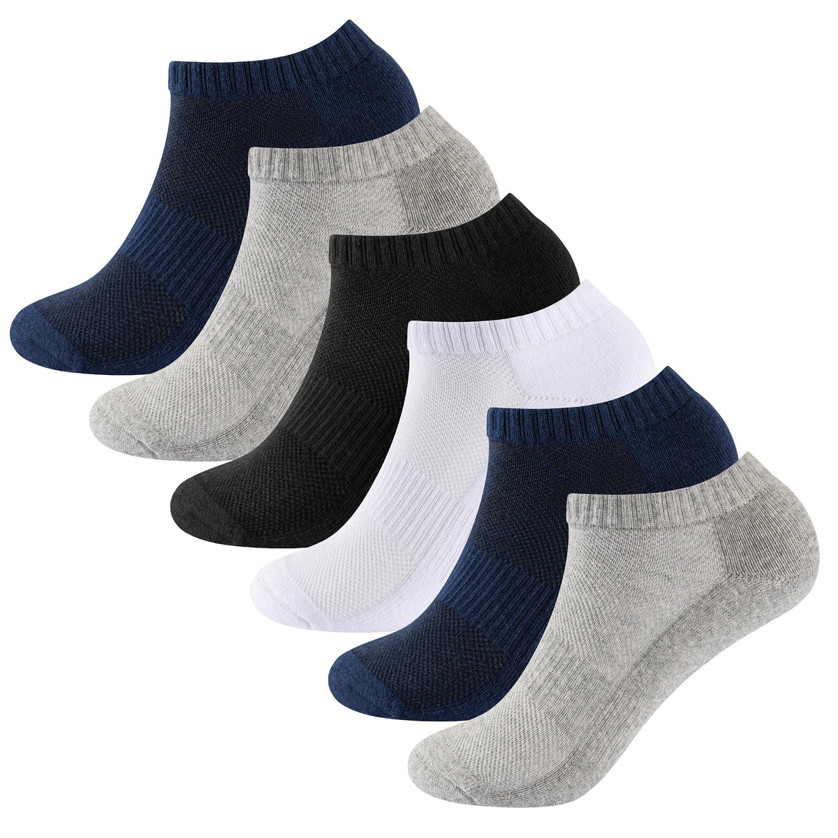 Womens Assorted 6 Pack Half Terry Trainer Socks 