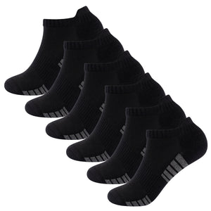 Womens 6pk Striped Half Terry Black Trainer Socks 