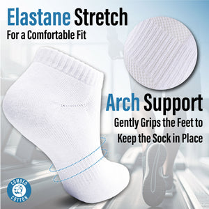 Womens 6pk Half Terry whiteTrainer Socks 