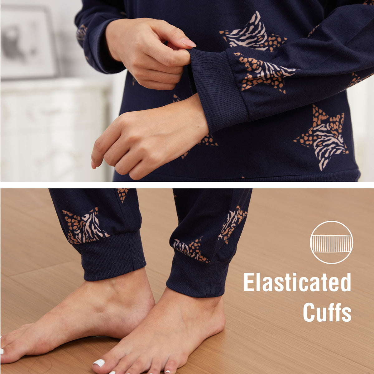 Ladies Navy Hearts Pyjamas Set
