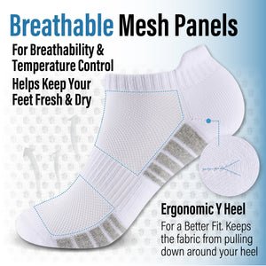 Womens 6pk Striped Half Terry White/Grey Trainer Socks