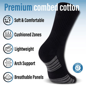 Mens 6 Pack Half Terry Sports Socks (Black Striped)