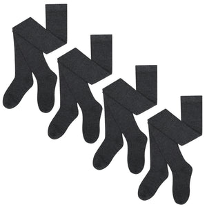 Girls 4 Pack Solid Tights (Grey)