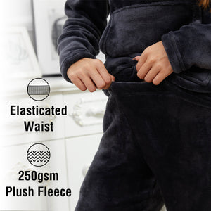 Ladies Charcoal Grey Flannel Fleece Pyjama Set 