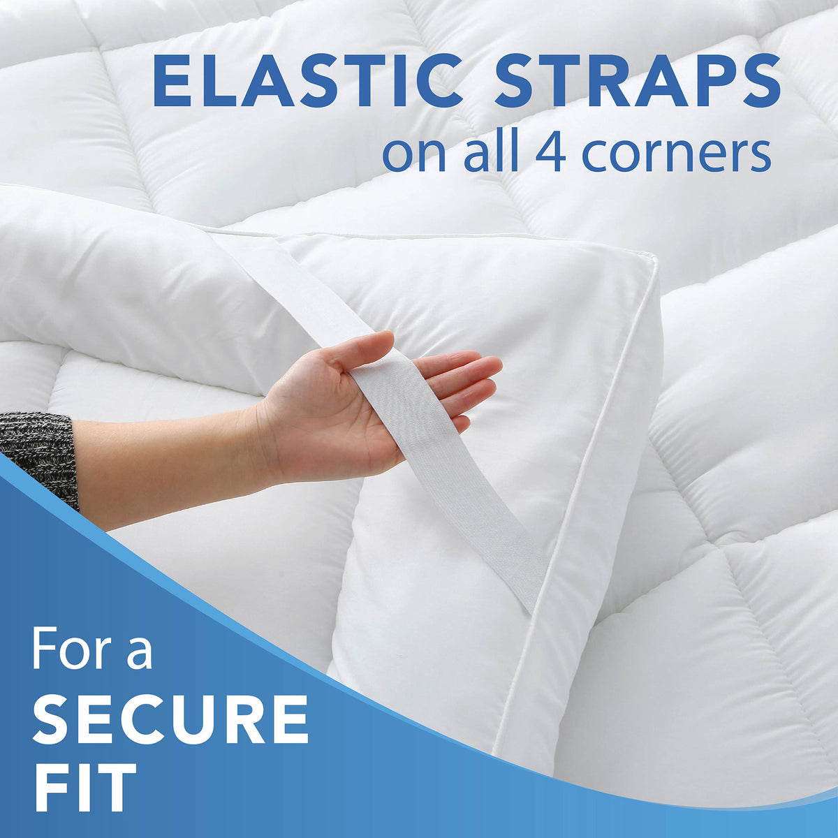 Quilted Mattress Topper with Elasticated Corner Strap White