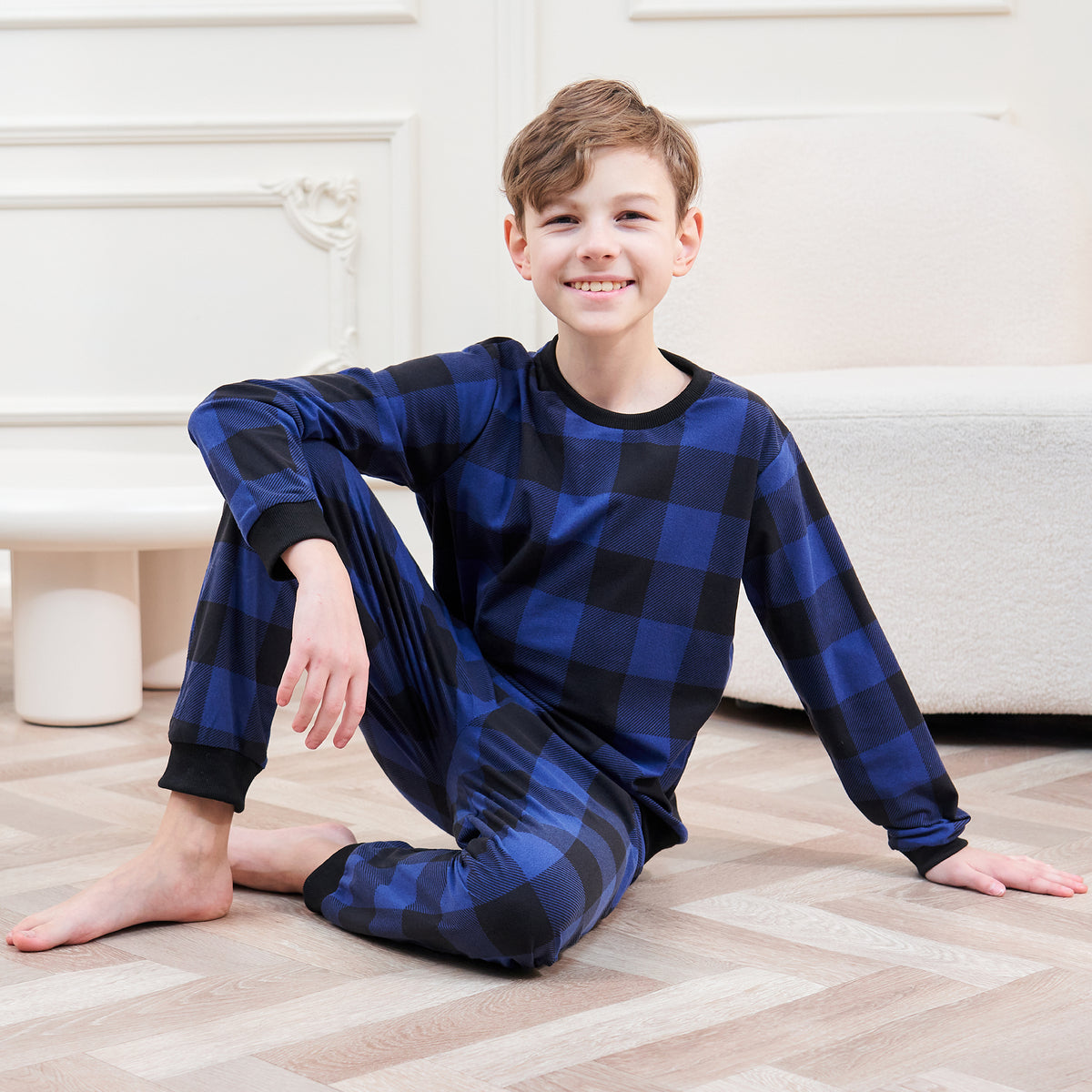 Boys LS Pyjamas Set Check - Cobalt Blue