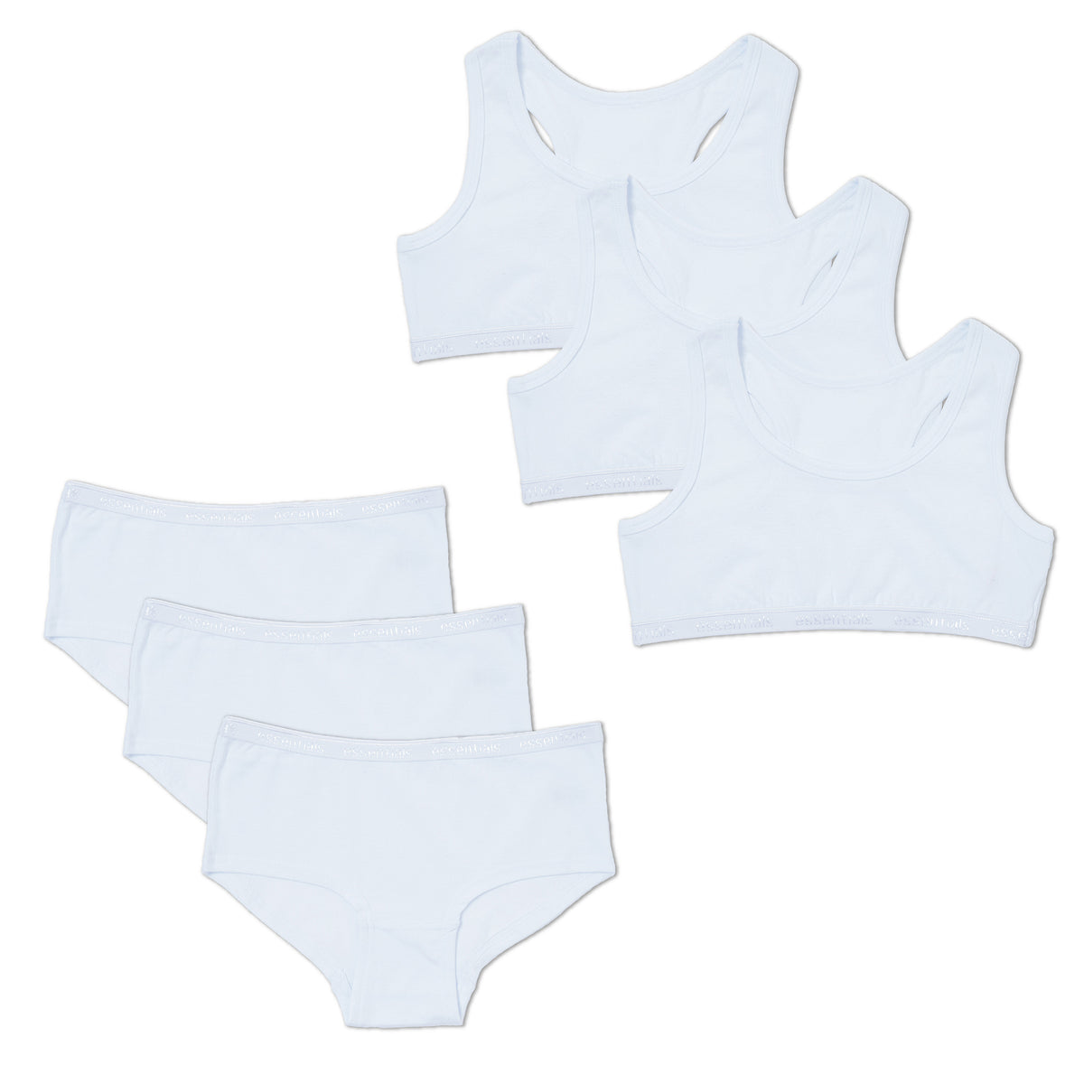 Girls 5 Pack Hipster & 3 Pack Crop Top White