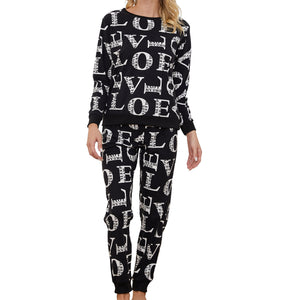 Ladies Cosy Animal Print Pyjamas Set 