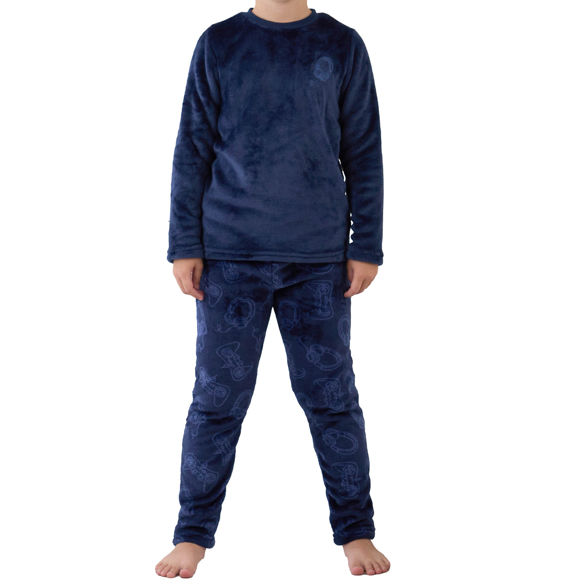 Boys Black Game controller Flannel Fleece Pyjama Set