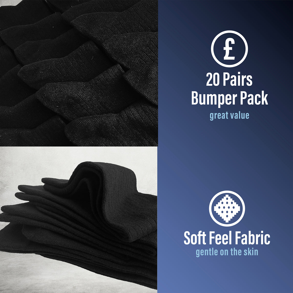 Mens 20pk Ribbed Ankle Socks 