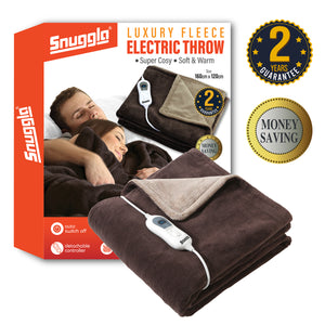 Luxurious Choloate Brown Fleece Heated Electric Throw