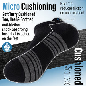 Mens 12 Pack Half Terry Trainer Socks (Black Striped)
