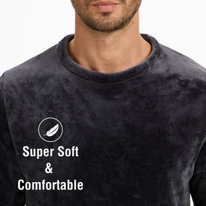 Mens Flannel Fleece Grey Check Pyjama Set 