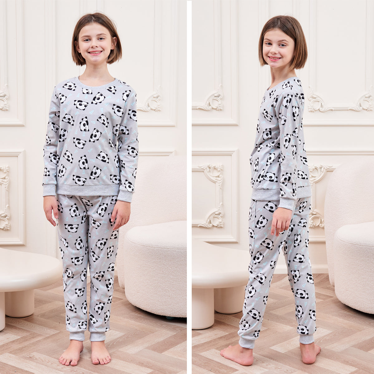 Girls LS Pyjamas Set - Fake Cotton star