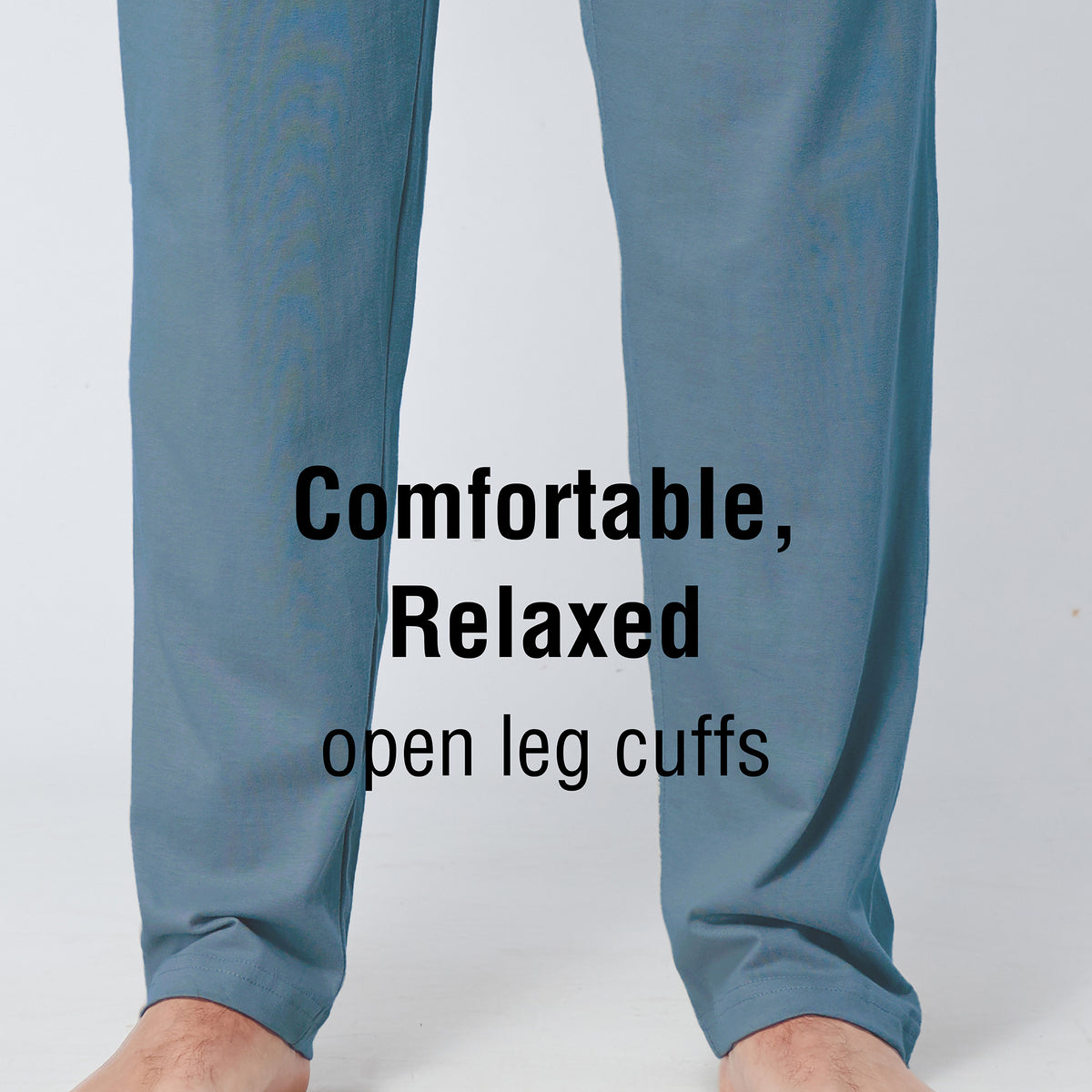 Air Force Blue Open Leg Lounge Pants With Ribbed Waistband 