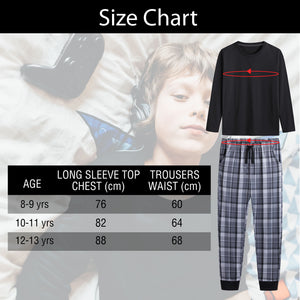 Boys 2pk Grey Check Fleece Pyjamas 