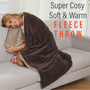Luxurious Choloate Brown Fleece Heated Electric Throw