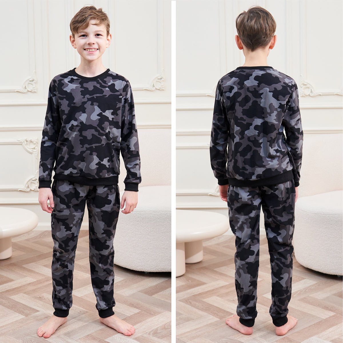 Boys LS Pyjamas Set Camo - Grey
