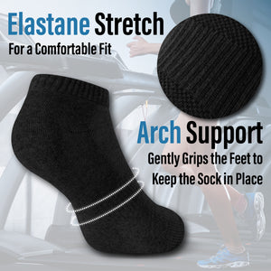 Womens 6pk Half Terry Black Trainer Socks 